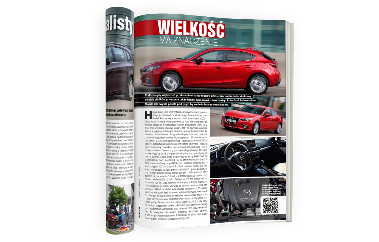 mazda reklama w prasie kreatywny design strona w gazecie